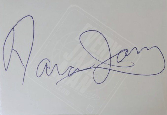 Aaron James signed index card