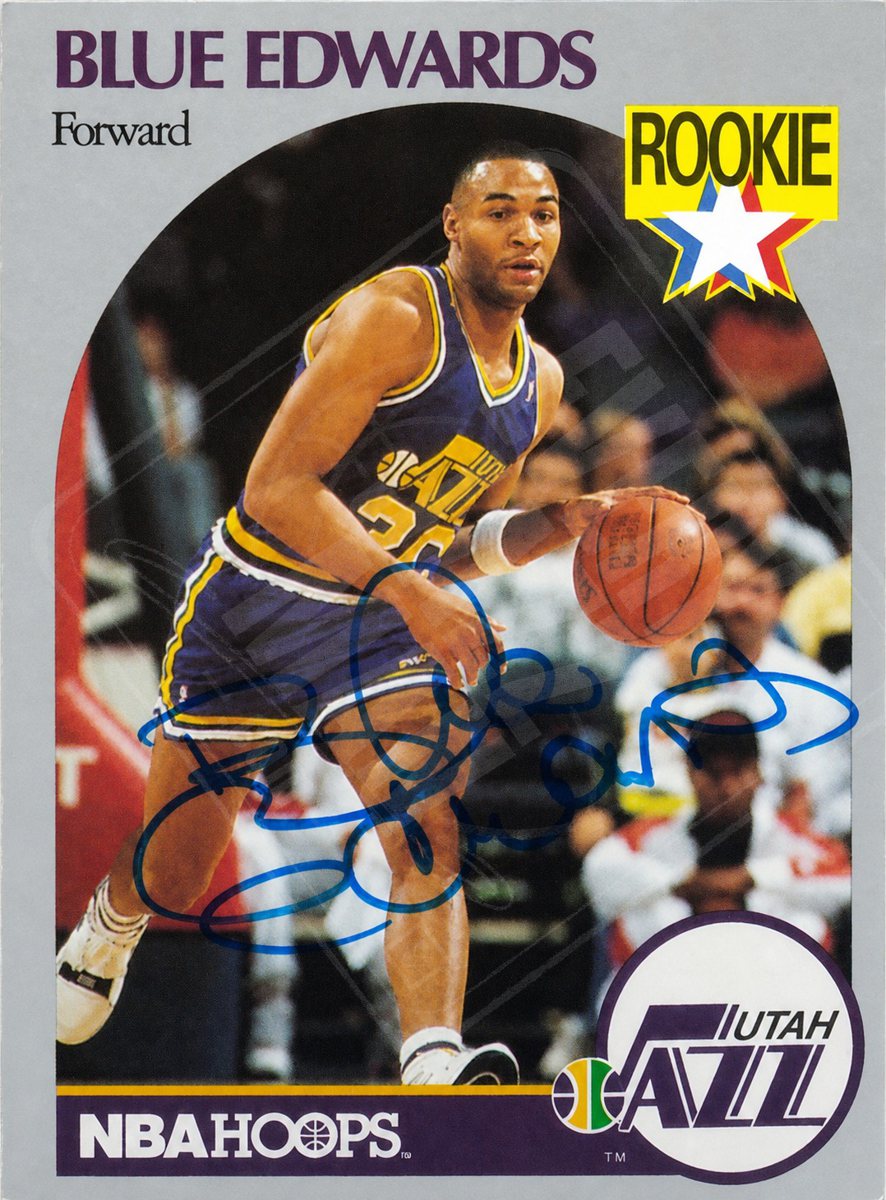 Blue Edwards on-card auto, Utah Jazz uniform
