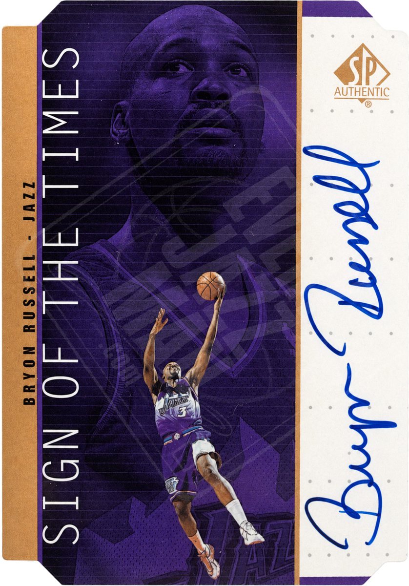 Bryon Russell on-card auto, Utah Jazz uniform