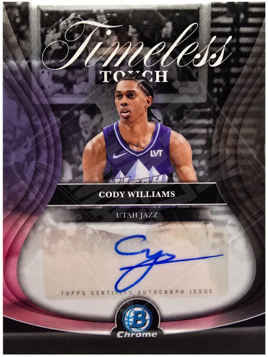Cody Williams sticker auto, Utah Jazz uniform