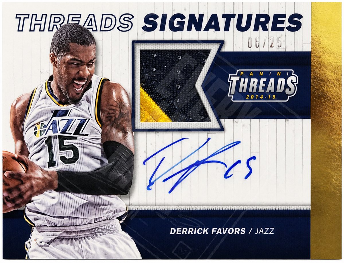 Derrick Favors sticker auto, Utah Jazz uniform