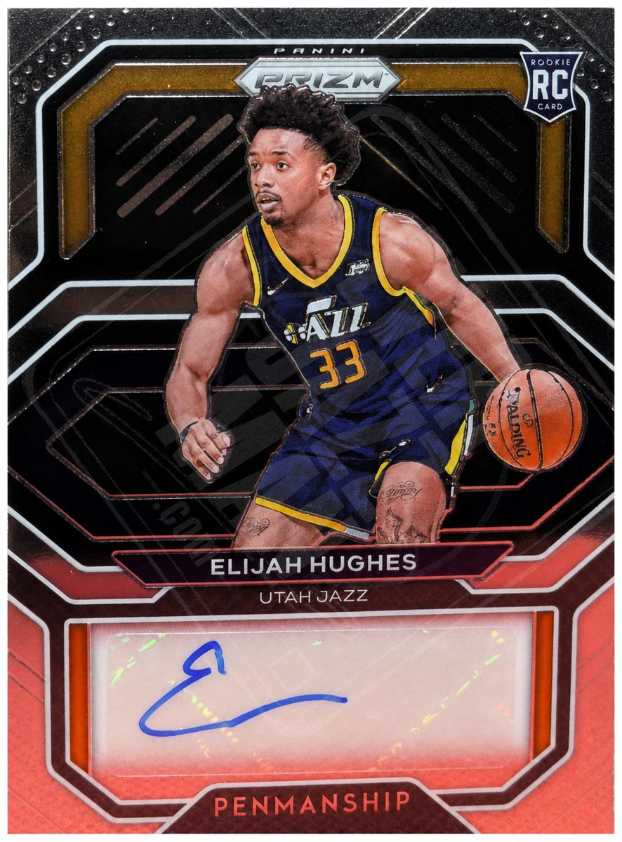 Elijah Hughes sticker auto, Utah Jazz uniform