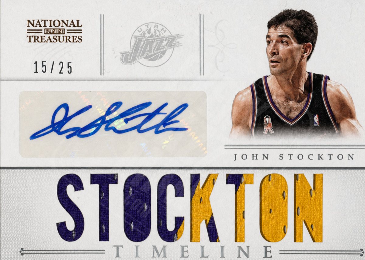 John Stockton sticker auto, Utah Jazz uniform