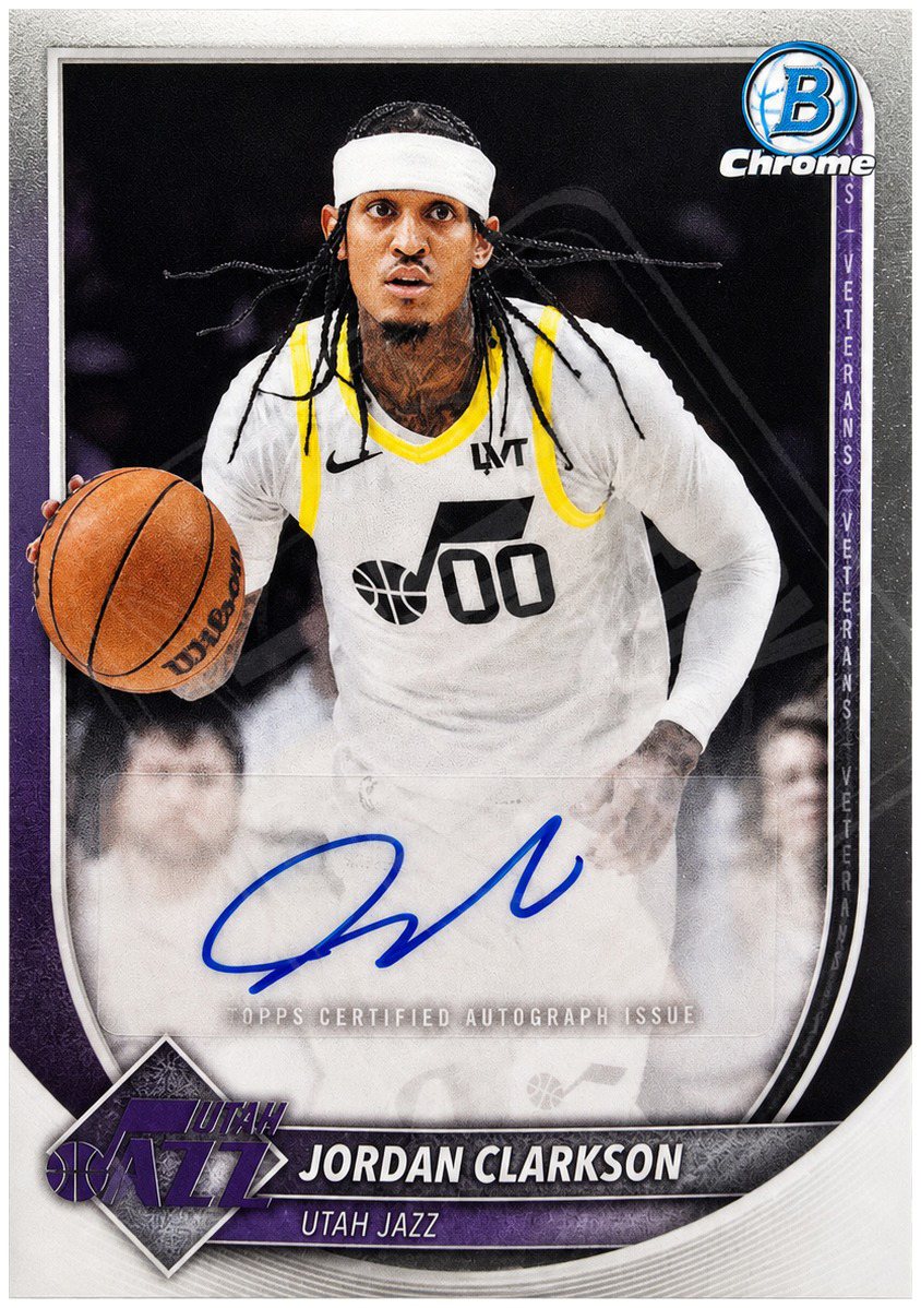Jordan Clarkson sticker auto, Utah Jazz uniform