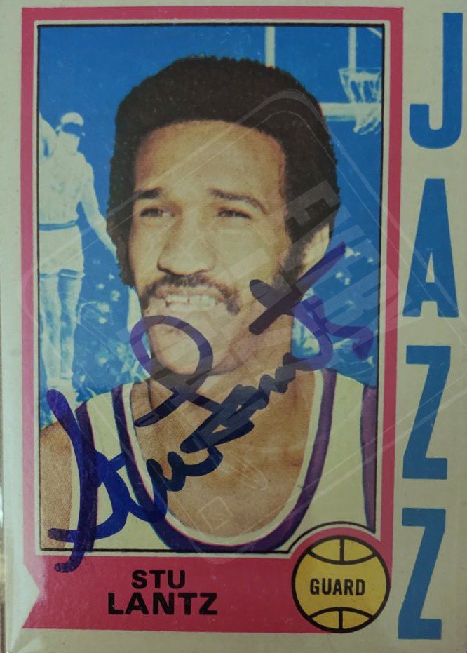Stu Lantz on-card auto, Utah Jazz uniform